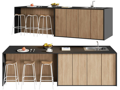 现代水吧台吧凳