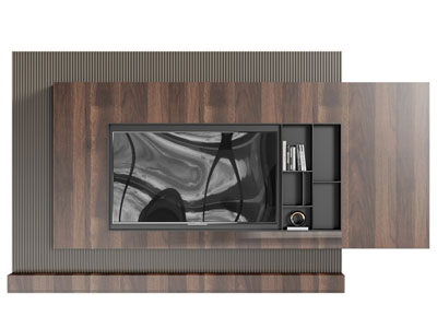现代木质电视机背景墙3d模型 现代木质电视机背景墙