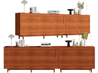 北欧实木电视柜、摆件组合