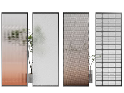 现代花纹玻璃隔断3d模型 现代花纹玻璃隔断