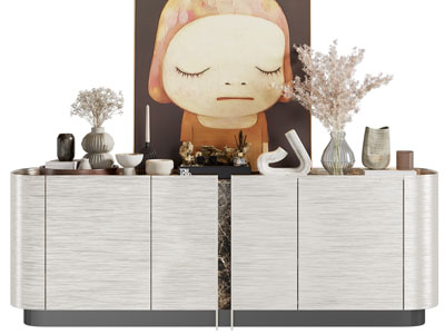 现代玄关柜 边柜 摆件组合