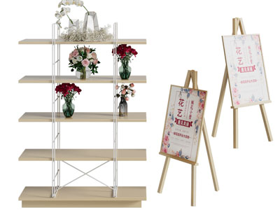 现代花瓶花卉装饰架、指引牌