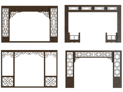 新中式挂落 隔断 门拱3d模型 新中式挂落 隔断 门拱