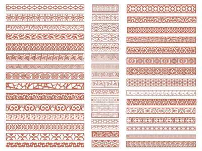 新中式雕花 线条 腰线 回字花纹