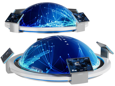 现代一体机、球幕展台、互动桌一体机3d模型 现代一体机、球幕展台、互动桌一体机