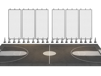 现代篮球场、金属网隔断体育设备3d模型 现代篮球场、金属网隔断体育设备