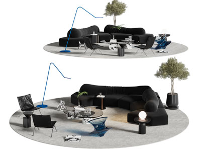 现代转角多人沙发 休闲椅子和茶几组合