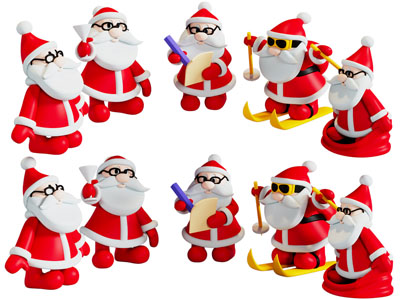 现代圣诞老人玩偶摆件组合