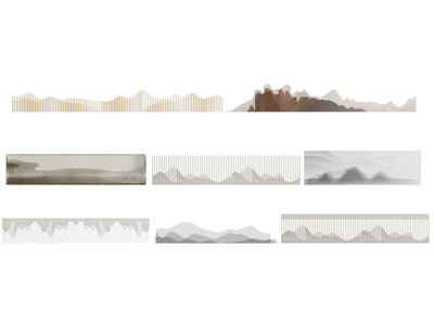 新中式山脉背景墙3d模型 新中式山脉背景墙