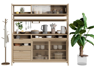 北欧实木餐边柜 衣架