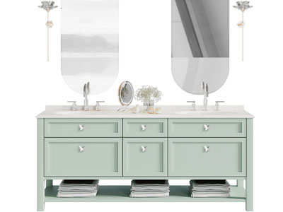 现代实木洗手台、浴室柜、镜子