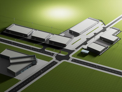 现代厂房鸟瞰图