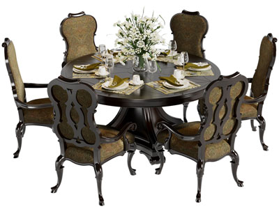 欧式实木圆形餐桌椅组合