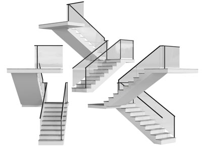 现代玻璃扶手旋转楼梯3d模型 现代玻璃扶手旋转楼梯
