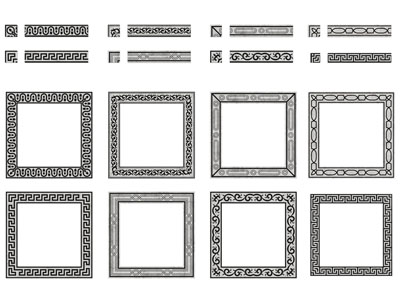 新中式地面拼花 花纹雕花 腰线