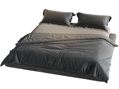 现代无床头布艺双人床