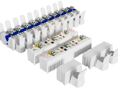 现代茶歇点心台、甜品桌、宴会餐桌椅组合