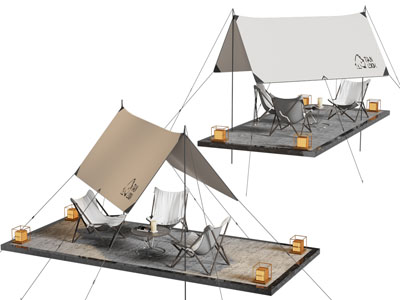 现代营地天幕帐篷 休闲桌椅组合