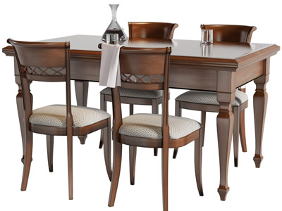 美式实木长方形餐桌椅组合