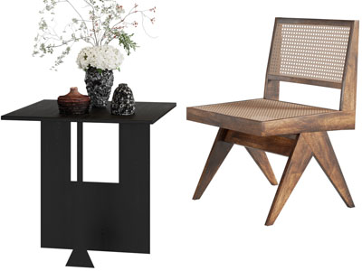 侘寂风休闲椅子 角几