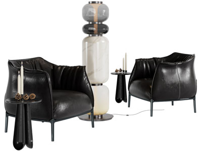 现代休闲椅子 边几