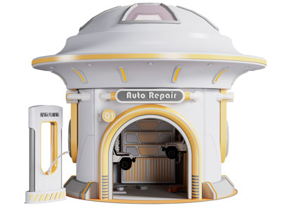 现代儿童乐园 科技感汽车维修站3d模型 现代儿童乐园 科技感汽车维修站