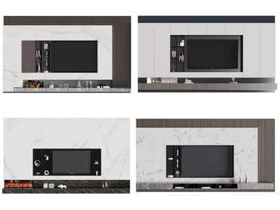 现代电视背景墙3d模型 现代电视背景墙