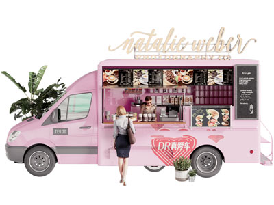 现代移动咖啡馆售货车 售卖车3d模型 现代移动咖啡馆售货车 售卖车