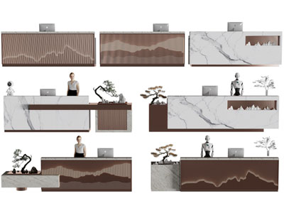 新中式前台接待台