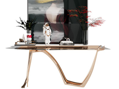 现代轻奢端景台 装饰画 摆件组合3d模型 现代轻奢端景台 装饰画 摆件组合