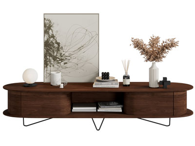 现代实木椭圆形电视柜