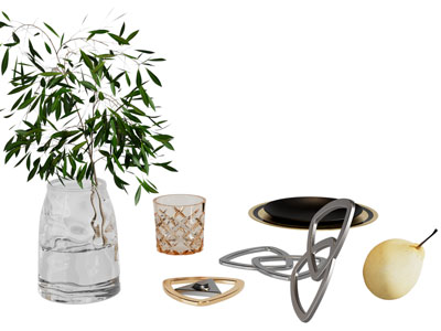 现代花瓶花卉 玻璃杯摆件组合