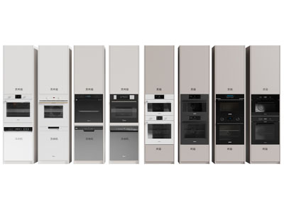 现代嵌入蒸烤箱的高柜、橱柜