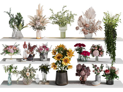 现代花瓶花卉 盆景盆栽植物摆件组合