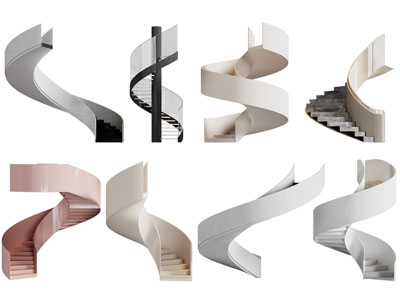 现代旋转楼梯3d模型 现代旋转楼梯