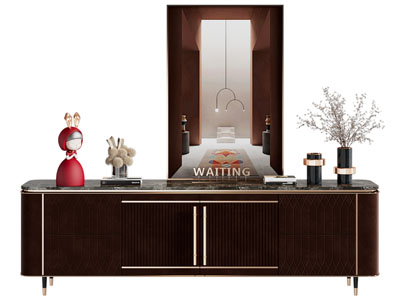 现代轻奢电视柜、装饰品摆件组合