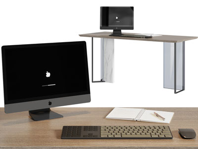 现代电脑 键盘 鼠标 书桌3d模型 现代电脑 键盘 鼠标 书桌