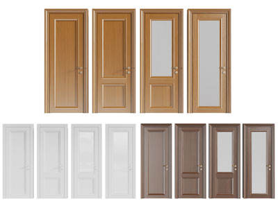 现代实木平开门 玻璃门