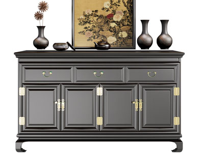 新中式玄关柜 边柜 摆件组合