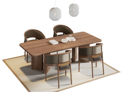 新中式实木餐桌椅组合