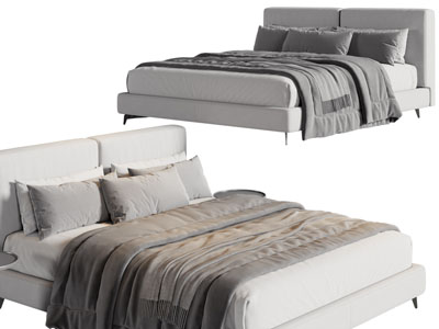 现代布艺双人床