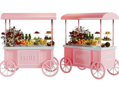 现代水果摊位售卖车3d模型 现代水果摊位售卖车