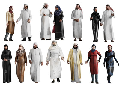 中东阿拉伯男人、女人多人人物3d模型 中东阿拉伯男人、女人多人人物
