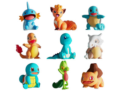 现代卡通动物玩偶、公仔、手办摆件组合