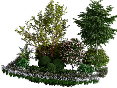 现代公园花草灌木绿植景观园艺小品