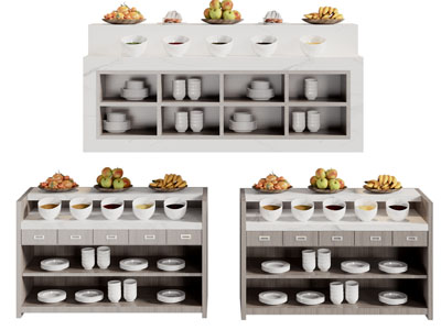 现代自助餐火锅店调料台 取餐台