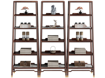 新中式实木装饰书架