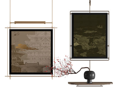 新中式装饰挂画3d模型 新中式装饰挂画