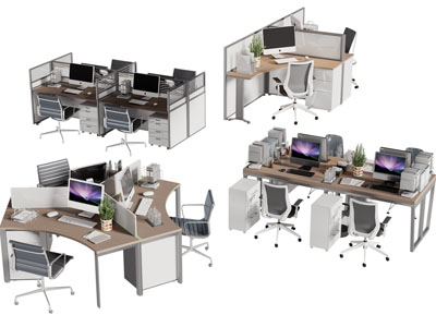 现代多人位办公桌椅组合