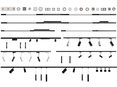 现代筒灯射灯 可转向轨道磁吸灯 格栅灯